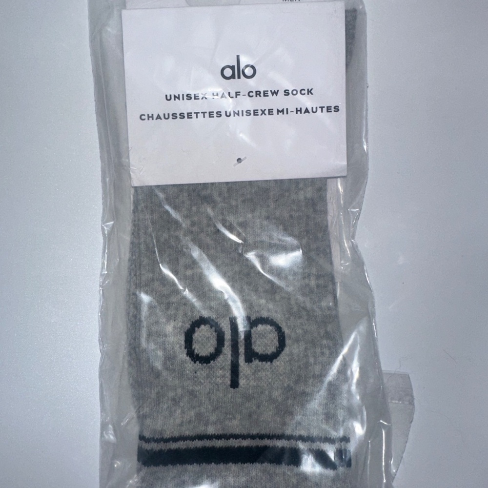 ALO Unisex HIGH Half-Crew Throwback Sock GREY One Pair